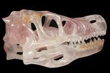 Carved Rose Quartz Dinosaur Skull - Roar! #227044-6